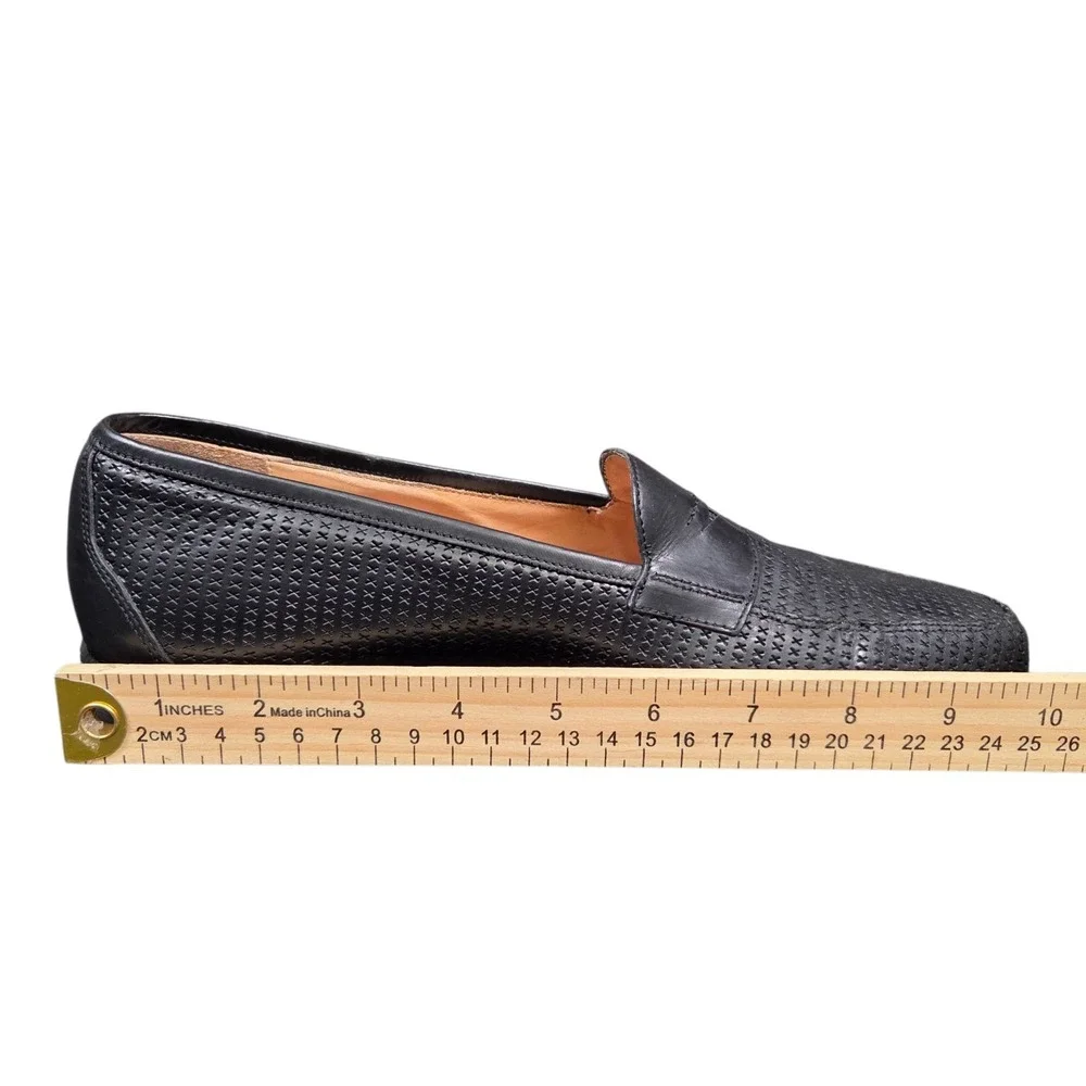 Martin Dingman Woven Leather‎ Dress Penny Loafer Shoes Men's 8.5 Black Designer